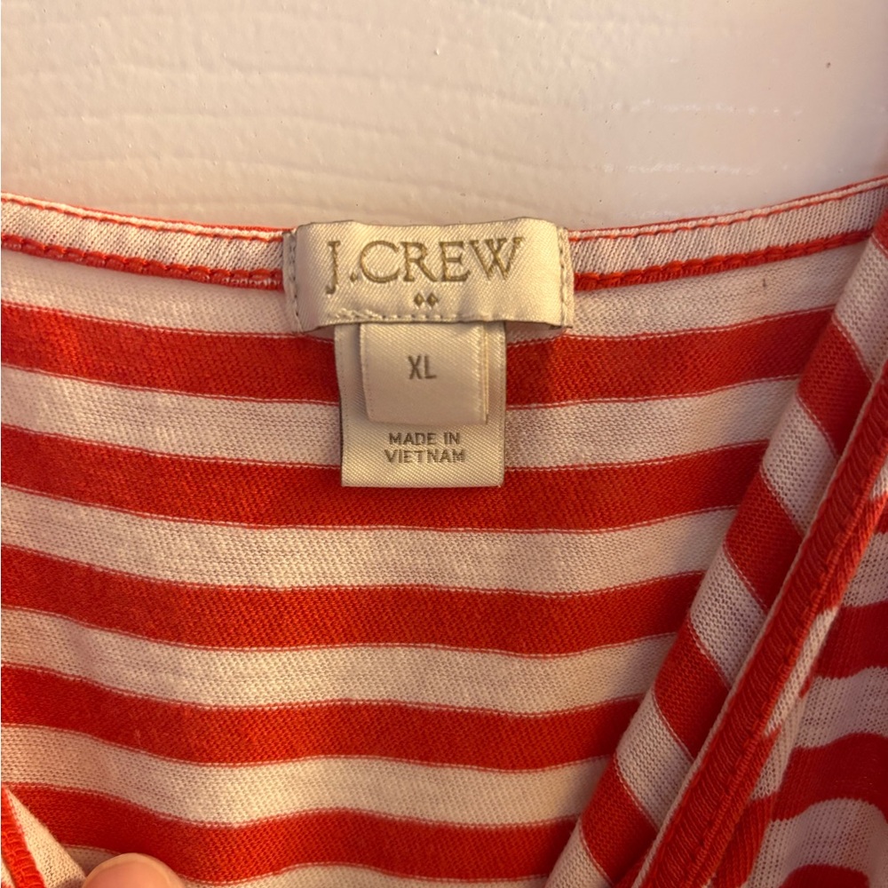 J. Crew Orange and White Striped mini dress adjustable straps XL - Picture 3 of 4